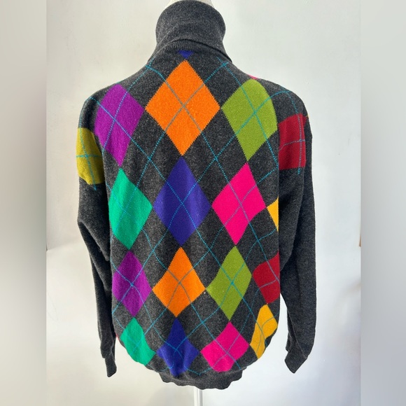 United Colors of Benetton Vintage Argyle turtleneck sweater - Picture 2 of 5